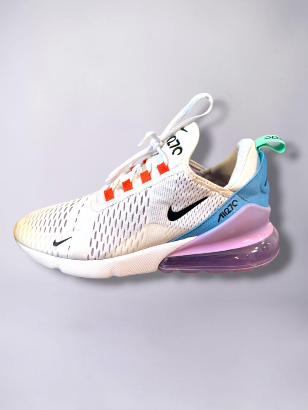 NIKE Air Max 270 Sneakers - White/Safety
Orange/Green Glow Sneakers Size 10